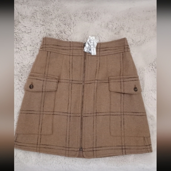 Madewell Dresses & Skirts - Madewell Tan Plaid English Countryside Preppy Cottagecore Casual Front Zip Skirt